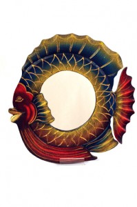 Two hand carved and hand painted fish mirrors from Bali 19